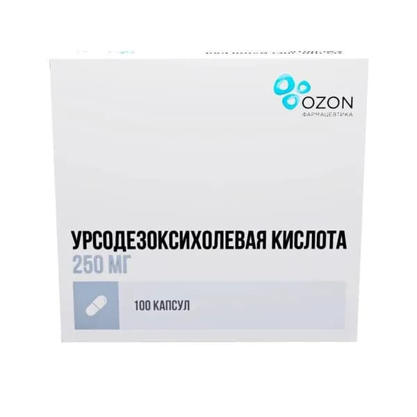 Урсодезоксихолевая кислота, капсулы 250 мг, 100 шт.