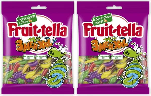 Мармелад Fruittella Змеи XXL жевательный, комплект: 2 упаковки по 70 г
