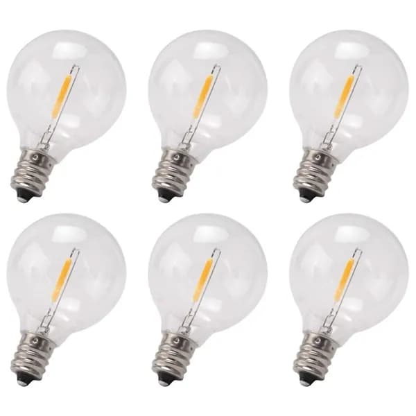 Набор из 6 G40 LED ламп-заменителей, цоколь E12 / небьющиеся шаровидные лампы для солнечных гирлянд, тёплый белый свет