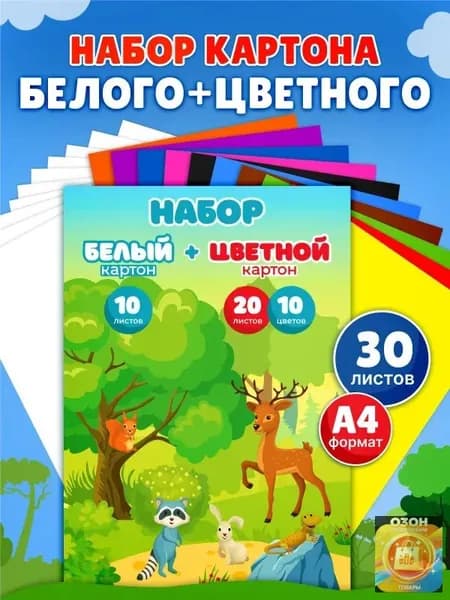 Картон A4, количество листов: 30