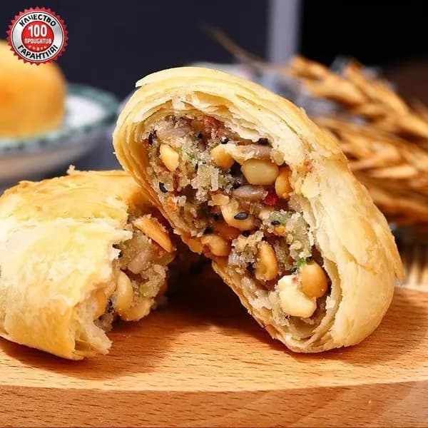 Китайские лунные пироги суйские, смешанные вкусы (пять орехов, кунжут, соль-перец), 10 штук по 38 г, традиционный