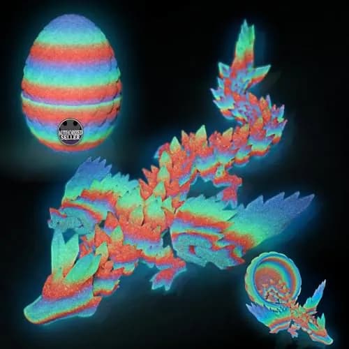3D-печать яйцо дракона с фигуркой дракона, 11 см, флуоресцентные цвета