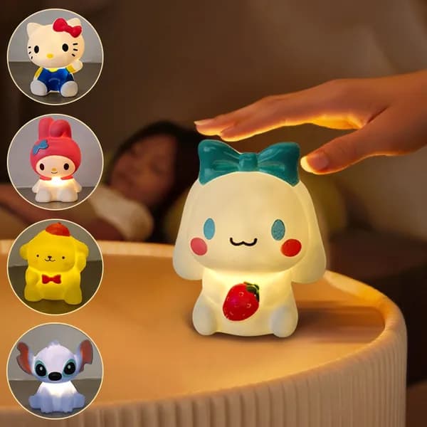 Ночник с милыми мультяшными персонажами (в стиле Sanrio), 3-цветный сенсорный светильник на батарейках, декор для торта и детской комнаты, игрушка-сюрприз, кавайный подарок для детей