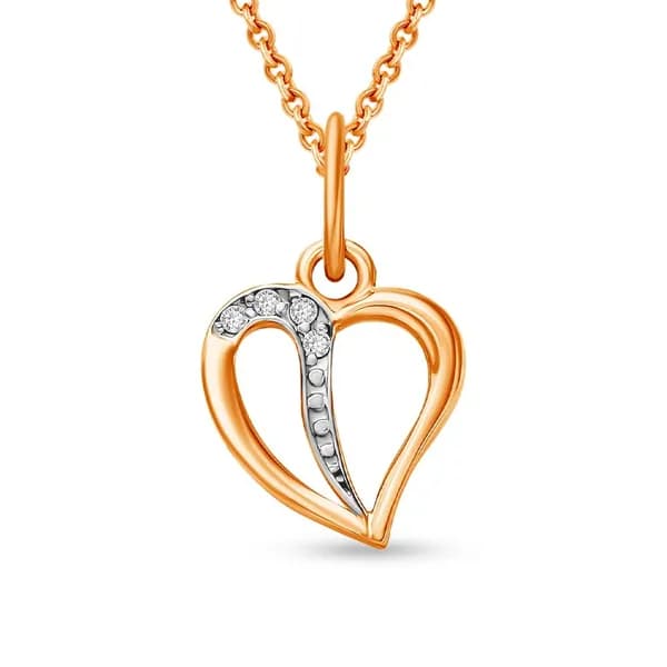 Подвеска на шею с фианитами из красного золота 375 пробы 585GOLD