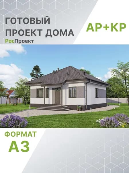Проект RPg3767 - Одноэтажный дом с двумя спальнями (70 м2, 9м x9м)