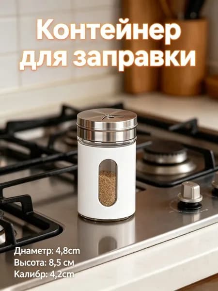 Нержавеющие банки для приправ с стеклянным верхом, ротационный барбекю-контейнер для шашлыка, солевой шейкер, 1 шт.