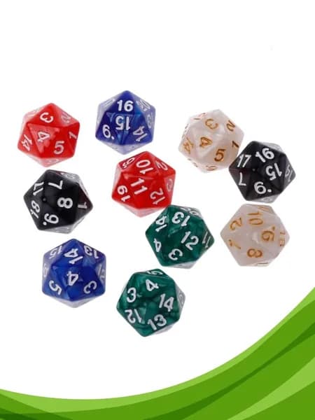 20-гранные кубики D20, 10 шт., красный