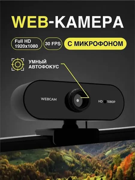 камера 1080 с микрофоном, черная, 1 шт