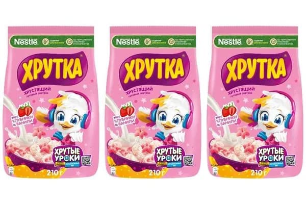 Хрутка Готовый завтрак Клубника ваниль 210 г, 3 уп