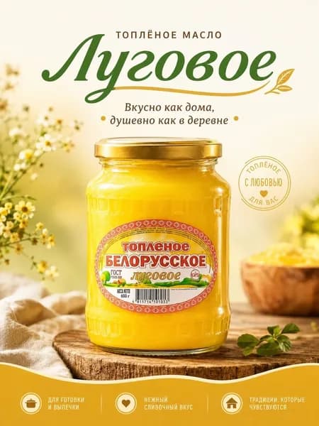 Масло топленое Белорусское луговое 600 г для жарки жирность 99%