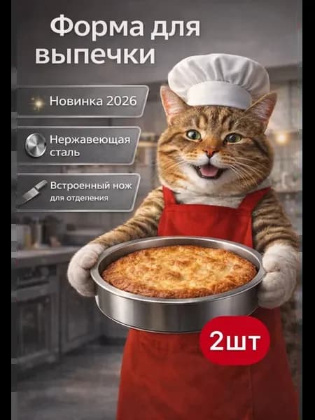 Форма для выпечки и запекания круглая с ножом выталкивателем