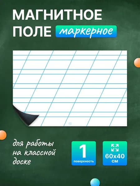 Разлиновка магнитная для школьной доски в редкую косую линию 60х40 см. WellKit
