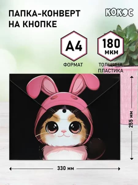 Папка-конверт на кнопке А4
