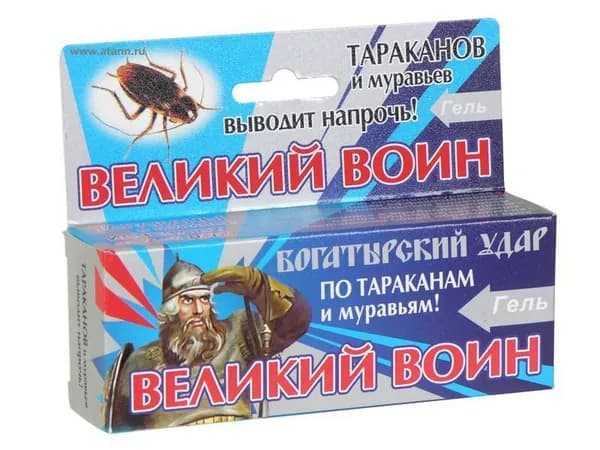 Великий Воин гель от тараканов и муравьев (синий) (шприц), 45 г
