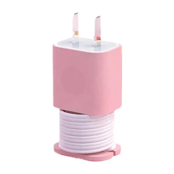 Защитный силиконовый чехол для адаптера питания 18W/20W для iPhone 14/13/12, с намоткой для USB кабеля, розовый