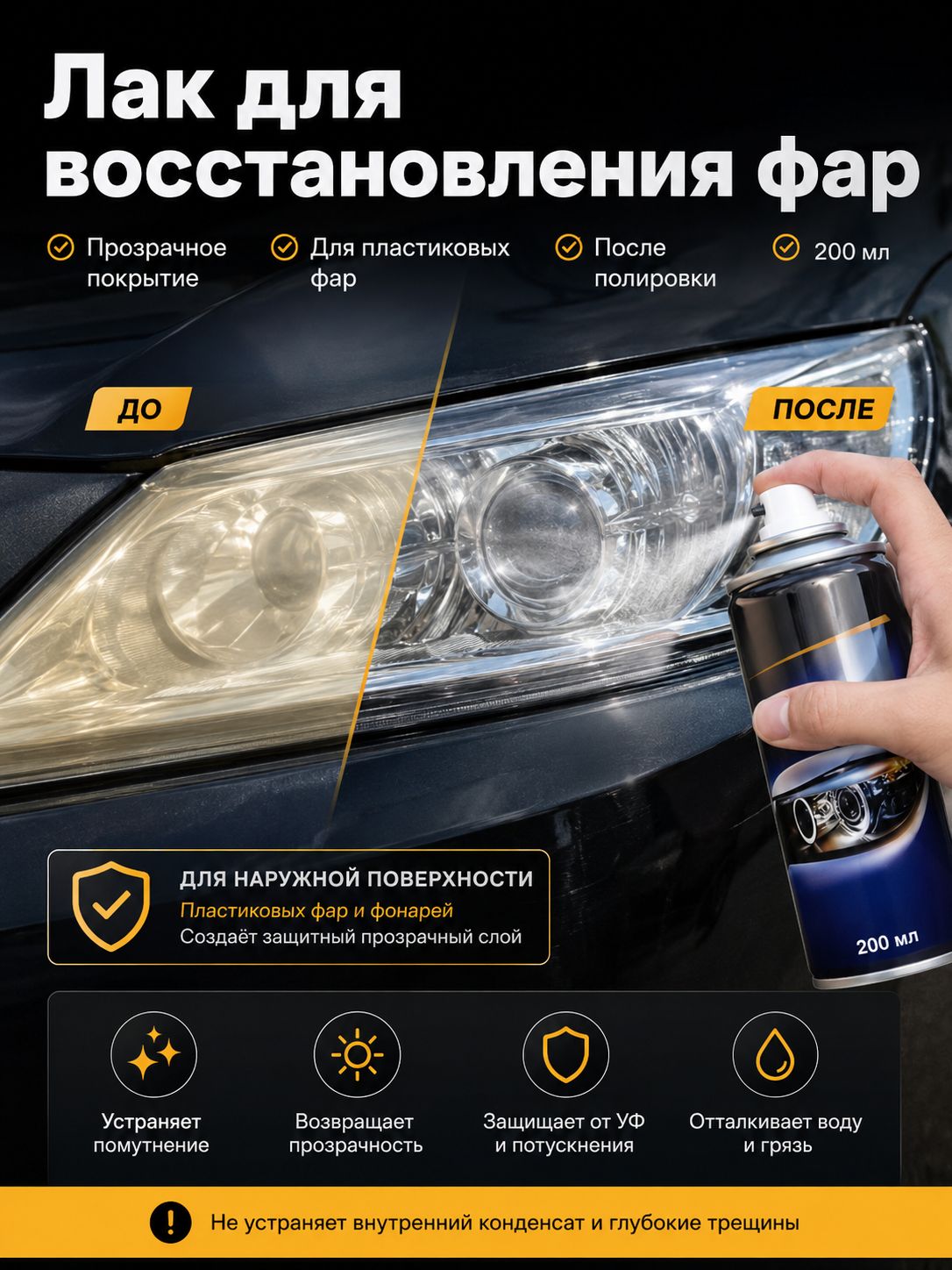 Лак автомобильный, цвет: прозрачный, 200 мл, для автомобилей Acura, BAW, 1 шт.