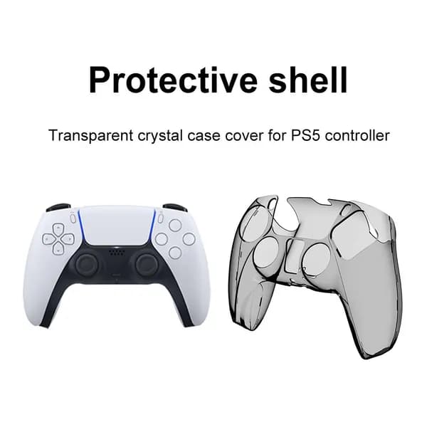 тонкий чехол для PS5, прозрачный с черным отливом