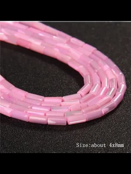 Розовые перламутровые бусины Tube 4x8mm