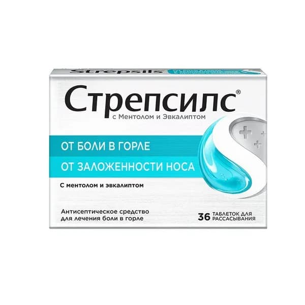 Стрепсилс с Ментолом и Эвкалиптом таблетки для рассасывания 36 шт