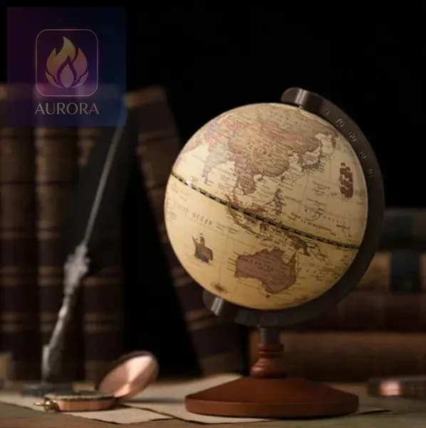 Винтажный английский глобус с деревянной подставкой 14 см - ретро декор для интерьера