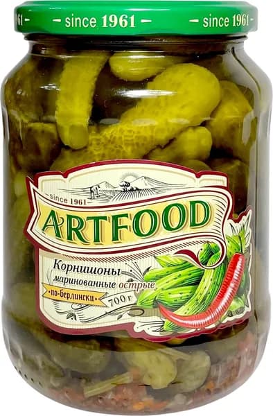 Корнишоны маринованные острые по-берлински ArtFood, 700 г
