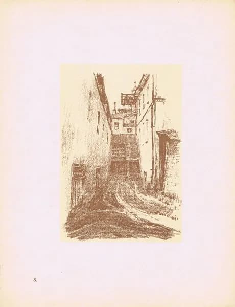 Владимир Соколов. Сергиев Посад (Загорск). Троице-Сергиева Лавра. Уголок Лавры. Антикварная тоновая литография. СССР, 1922 г.