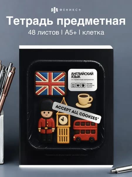 Тетрадь предметная по английскому языку в клетку 48 листов Феникс+