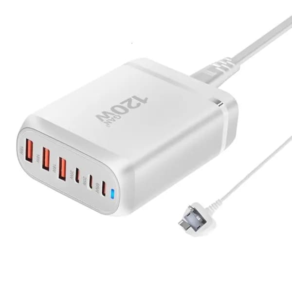 6-портовое зарядное устройство 120W, Белый - UK