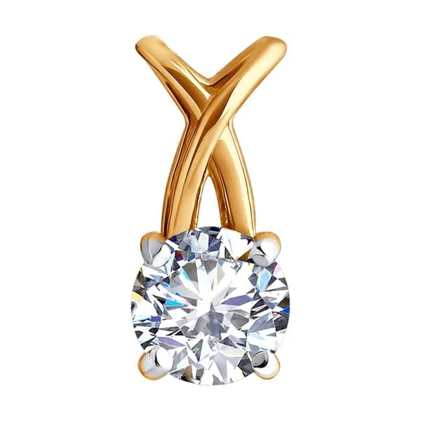 Золотая подвеска DIAMANT-ONLINE с фианитом 585 пробы