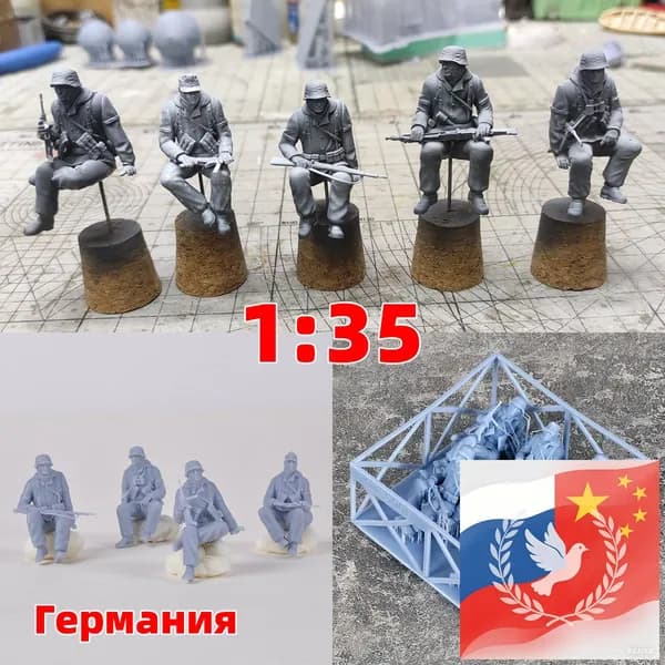 3Dпечать, фигурки солдат из смолы, немецкие модельнаборы, масштаб 135, неокрашенные, требуют самостоятельной сборки