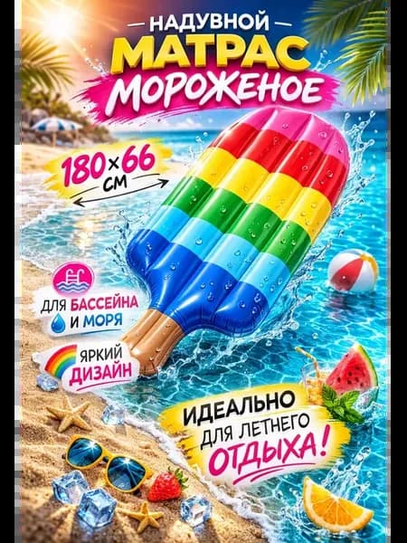 Надувной матрас мороженое 180х66 см для плавания