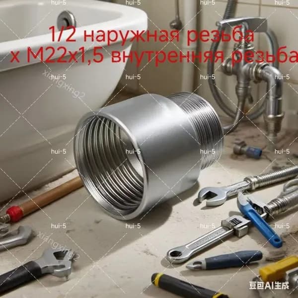 Переходник для душевого шланга 1/2 наружная резьба х М22х1,5 внутренняя резьба