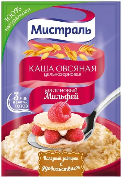 Каша овсяная Мистраль малиновый мильфей, 40 г