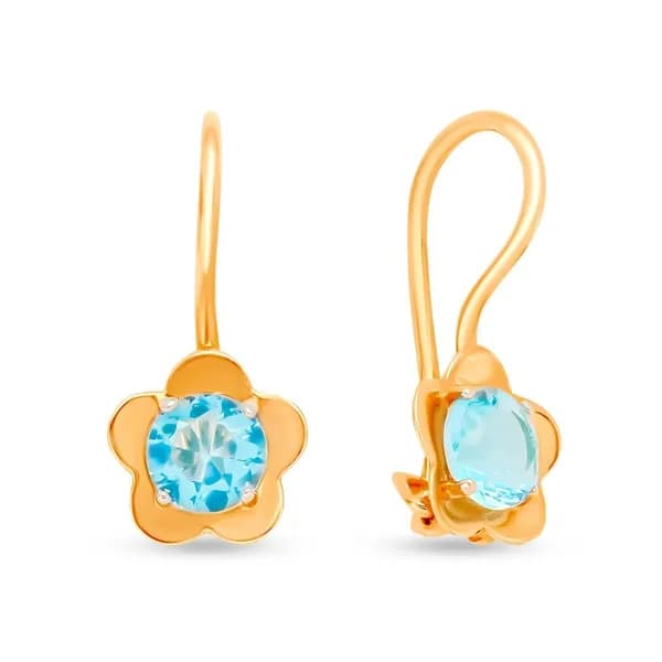 Серьги детские с фианитами из красного золота 585 пробы 585GOLD