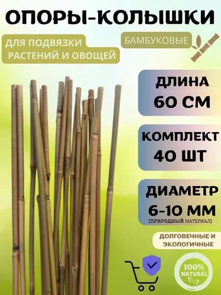 Бамбуковые опоры для огорода 60 см 40 шт