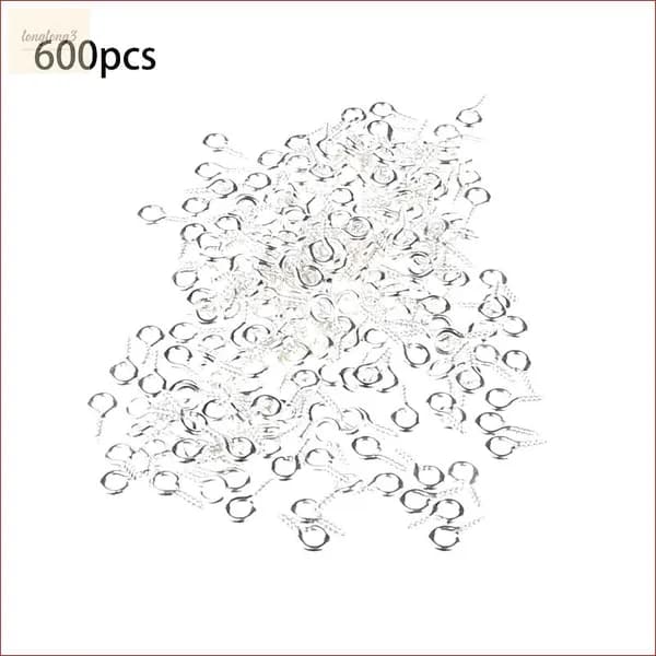 Мини-винты с крючками 600 шт, серебристые застёжки для бижутерии и поделок, универсальные шурупы-ушки для брелков, бусин, бутылок, пластиковых игрушек и декора своими руками