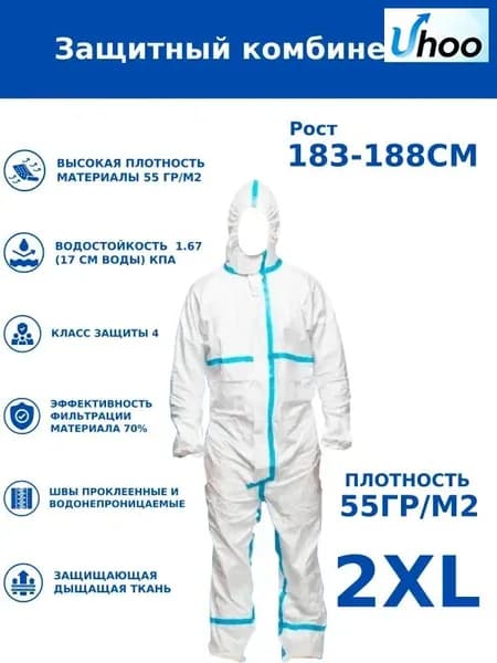 Одноразовый комбинезон защитный,костюм химзащитный для маляра,для пинбола, 55 гр, спецодежда
