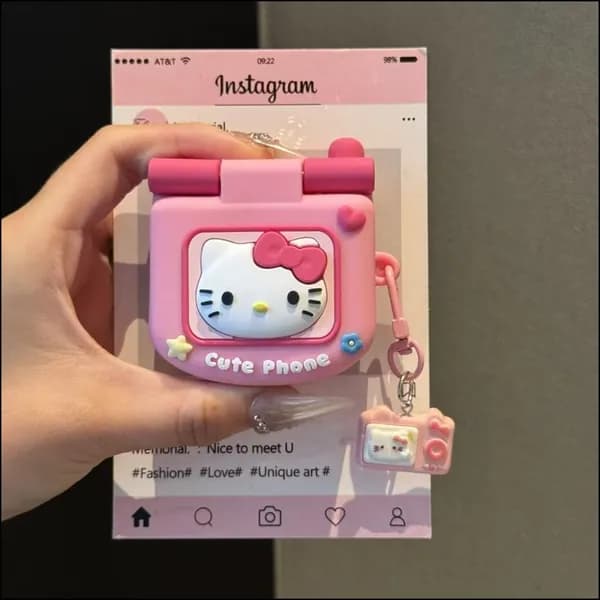 Симпатичный мультяшный чехол для AirPods Pro 2 силиконовый защитный с зеркалом для макияжа