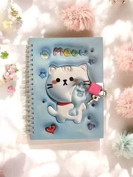 Подарочный блокнот Котики с замком формата А5.