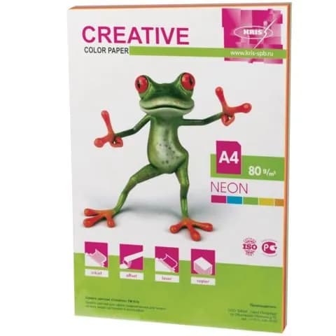 Бумага CREATIVE цветная А4, 80 г/м2, 50 л.,5 цветов х 10 листов (БНpr-50r-4027/1)