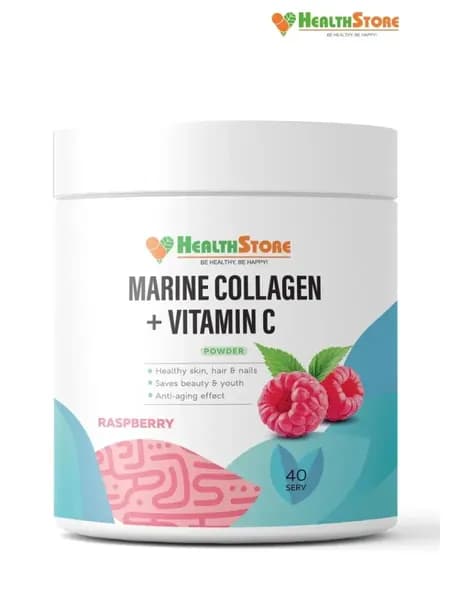 HealthStore Marine Collagen+Vitamin C 200г (малина) Коллаген морской порошок
