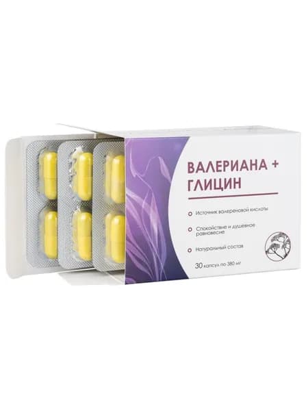Алфит плюс Успокоительное от стресса Валериана + Глицин 30 капсул