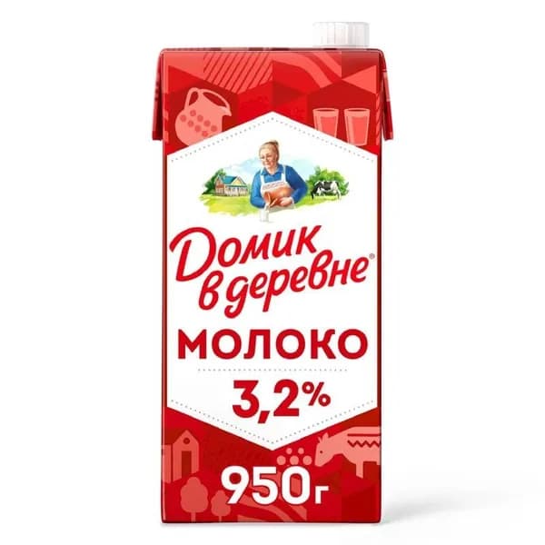 Молоко Домик в деревне стерилизованное 3.2% , 950г