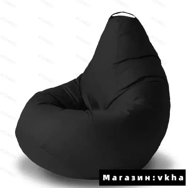 Бескаркасный пуф Шезлонг, Синтетическая дышащая сетка, Размер M,черный матовый