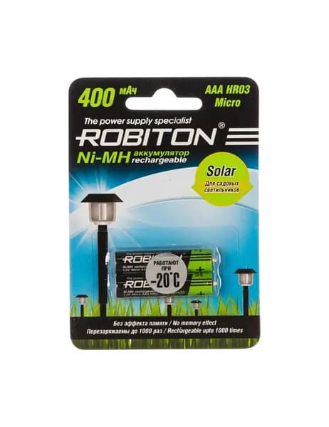 Аккумулятор Robiton AAA 400mAh Solar Ni-Mh 1.2v BL2 400MHAAA-2