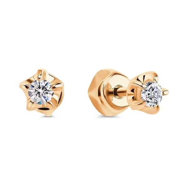 Серьги женские с фианитами из красного золота 375 пробы 585GOLD