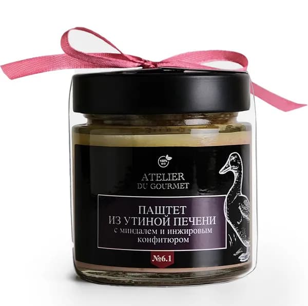 Паштет из утиной печени с миндалём и инжирным конфитюром, Atelier du GOurmet, 200 г, Россия