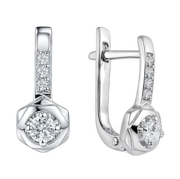Серьги женские с фианитами серебро 925 пробы 585GOLD