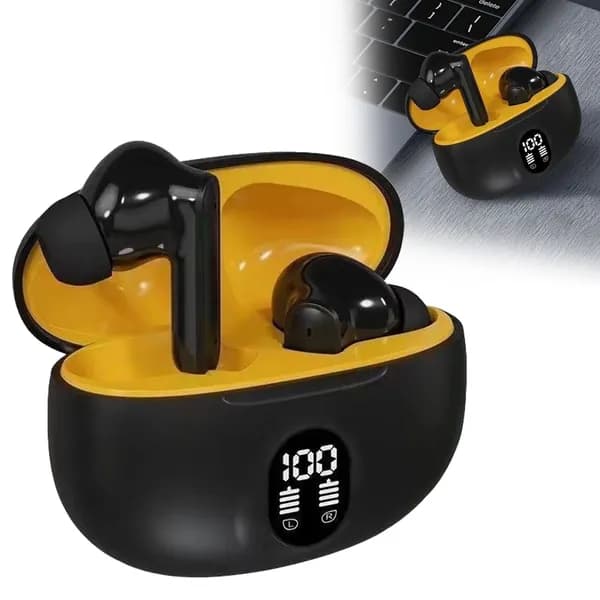 Наушники беспроводные с микрофоном, Bluetooth, желтый