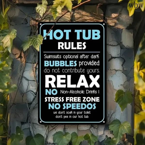 Винтажная металлическая плакатка Hot Tub Rules горячая ванна юмористический декор для ванной 20x30cm